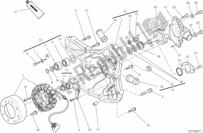 Toutes les pièces pour le Couvercle De Générateur du Ducati Hypermotard USA 821 2013